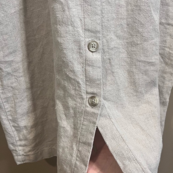 Vintage GEOFFREY BEENE SPORT Beige 100% Linen Collared Maxi Shirt Dress Size 4 - Picture 7 of 8